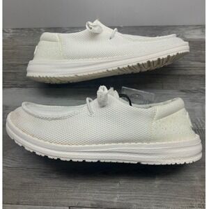 Hey Dude Wendy Funk Mono White Slip On Loafers Womens Size 6 40055-100